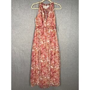 Japna Dress Small Red Maxi Paisley Ruffle Flowy‎ Boho Resort Feminine Cruise